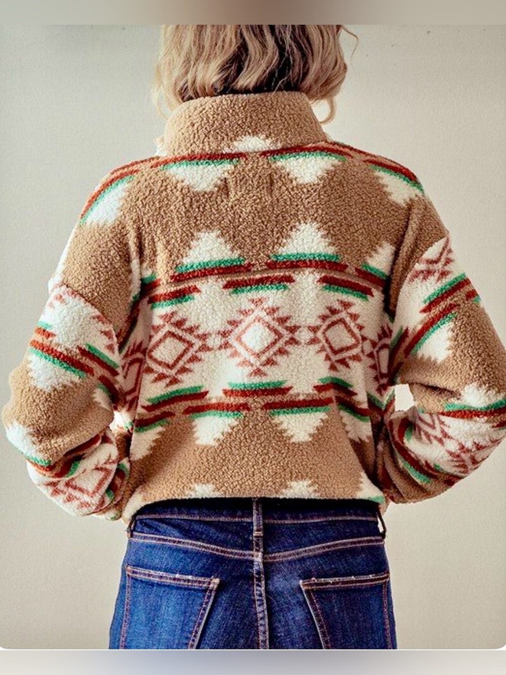 NWT Aztec Print Cropped Sherpa Jacket - Picture 2 of 13